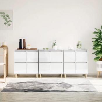 Armario 3 piezas blanco pulido 60x35x70 cm madera multicapa