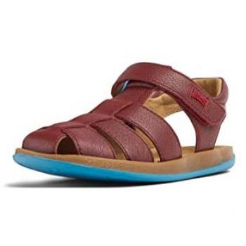 Sandalias de Niño Camper Bicho 80177C de Piel con Cierre Adherente, Color Burdeos, Talla 30
