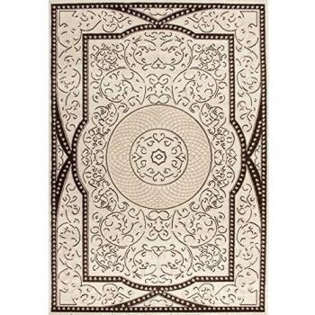 Alfombra diseño moderno Durga Adorno Crema Marrón Diferentes Tamaños, 160 cm_x_230 cm