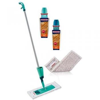 Leifheit 56499 Starter Set Care & Protect für geöltes/gewachstes Parkett und Laminat Básico para Parqués Aceitados y Encerados, Turquesa, 11.5x17x125 cm