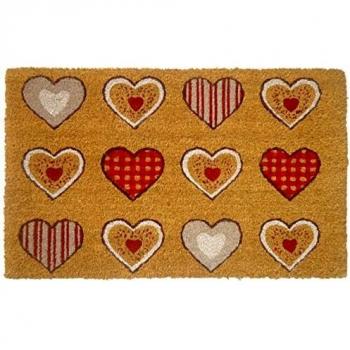 Alfombra de fibra de coco con 12 corazones de colores Aubry Gaspard