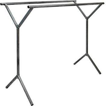 Perchero de Burro Eyepower 100% Metal Portátil Versátil con 2 Barras Plegables 150 cm Plateado