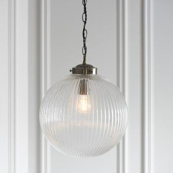 Lámpara colgante Brydon de latón antiguo y vidrio, 35 cm, E27