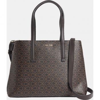 Bolso Tote Calvin Klein K60K610629 - Elegante Bolso Shopper Monogram en Poliéster Reciclado Marrón Oscuro
