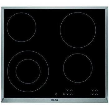Placa Vitrocerámica AEG HK624010XB Inox 60cm con 4 Zonas de Cocción y Control Táctil