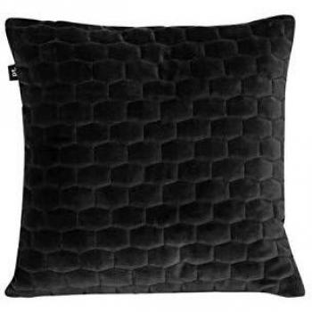 Present Time PT3265BK Cojín Luxurious Acolchado de Terciopelo, Negro, algodón, 35 x 35 cm