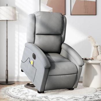 Sillón de masaje eléctrico reclinable elevable en tela gris claro, gris oscuro y negro - vidaXL Sillón cómodo para dormitorio, silla relax y sofá