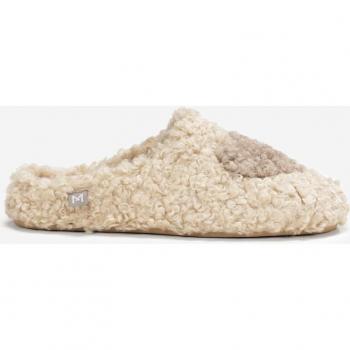 Zapatilla de Casa MACARENA Judit Beige | Zapatillas de casa abiertas destalonadas con forro de textura borrego y detalle de corazón contrastado