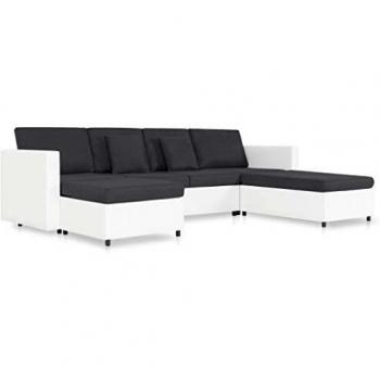 vidaXL - Sofá cama extensible de 4 plazas, piel sintética, color blanco