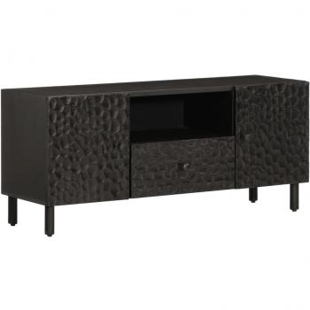 Mueble de TV de madera maciza de mango negro 105x33x46 cm