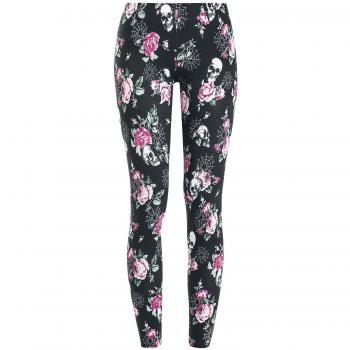 Full Volume by EMP Skull Floral Leggings Leggings Negro
