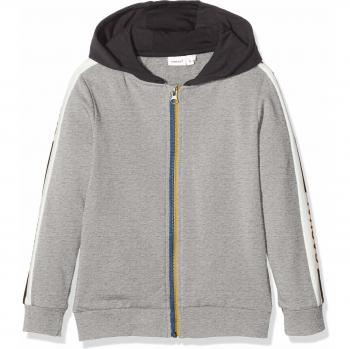 NAME IT NKMOPIERRE LS Sweat Card WH BRU Chaqueta Deportiva, Gris