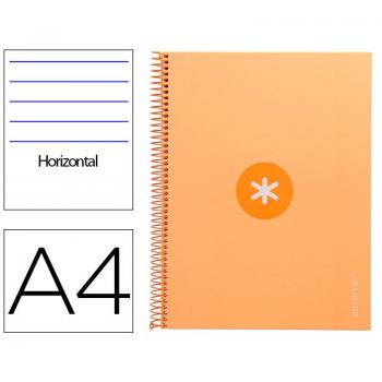 Cuaderno espiral Liderpapel Antartik A4, microperforado, tapa forrada, 80 hojas, 90g/m², rayado horizontal con margen, 1 banda de color