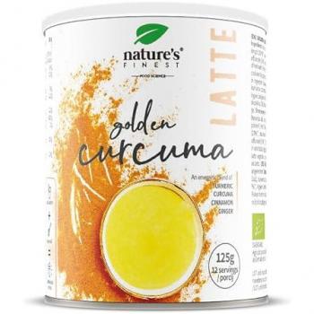 Bebida cúrcuma latte Bio 125 g de polvo - Nature's Finest, leche dorada cúrcuma con jengibre ecológica en polvo, antiinflamatorio, natural golden milk, sin azúcar