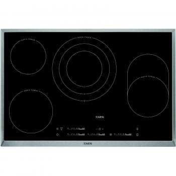 Placa de Inducción AEG HK854870XB - Vitrocerámica 80 cm, Autárquica, 4 Zonas de Cocción, Rapid Power, Acero Inoxidable