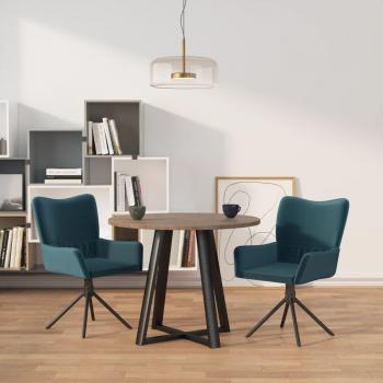 Sillas de comedor giratorias de terciopelo azul (2 piezas)