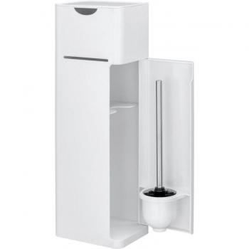 Combinación WC 6 en 1 Imon - Blanco Mate, con Soporte para Papel Higiénico, Escobilla de WC, Portarollos de Repuesto y Compartimento de Almacenamiento
