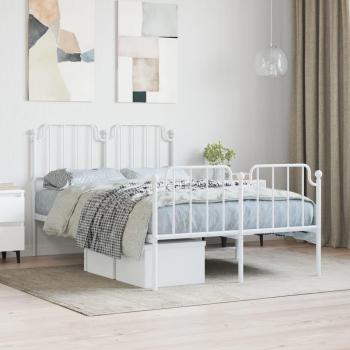 Cabecero de metal blanco 120x200 cm con cabecero y pediatría Vidaxl - Estructura cama metal con cabecero y estribo blanco 120x200 cm Blanco