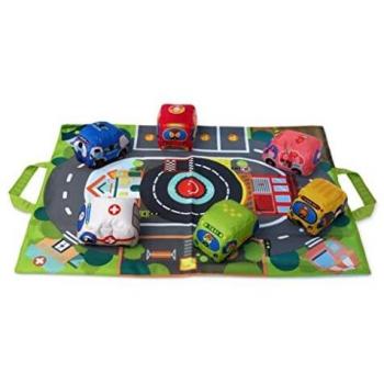 KIOKIDS Juguete Mantita Circuito con Coches En Textil para Bebés