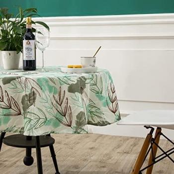 DALINA TEXTIL Mantel de Mesa Antimanchas Redonda de Estampado Hojales Otoño Tejido Impermeable