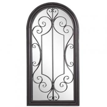 Espejo de Pared Vintage de Metal Negro 50 x 98 cm con Forma de Ventana y Efecto Envejecido Campel