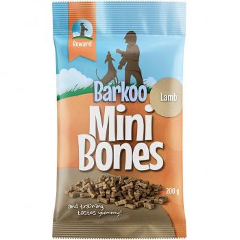 Barkoo Mini Bones Snacks para Perros con Cordero, Pack Económico de 8 x 200 g
