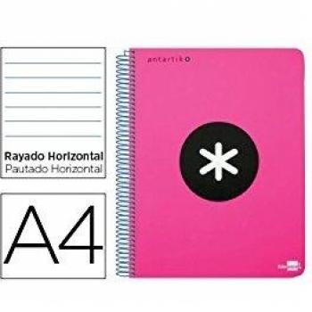 bloc espiral liderpapel a4 micro antartik tapa polipropi leno 120 h 100g horizontal 5 bandas 4taladros rosa fluoresc