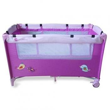 Asalvo Relax - Cuna de viaje plegable, diseño pájaros, color rosa