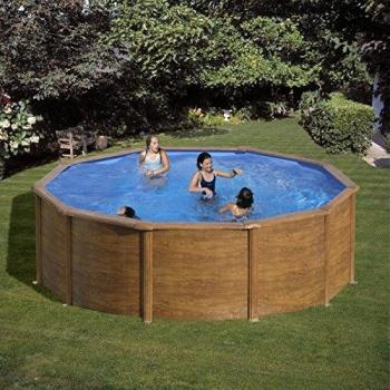 Piscina Redonda de Madera con Revestimiento Resistente 350x120cm