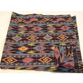 Tribal Asian Textiles hecho a mano pájaro Impresión Queen Size Kantha Edredón, manta Kantha, cubierta de cama, rey Kantha colcha, Bohemia Bedding Kantha Tamaño 90 pulgadas x 108 pulgadas 121