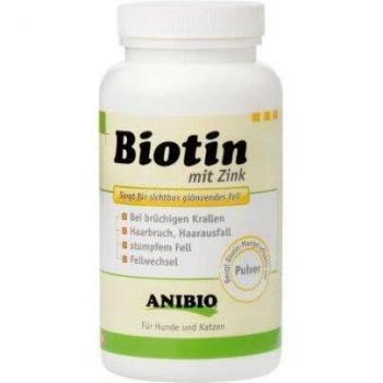 Anibio Biotina Polvo 220g suplemento dietario para Perros y Gatos, 1x Pack