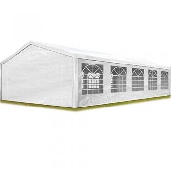 Carpa para fiestas TOOLPORT 5x10 m en blanco, lona PE 350, impermeable, con protección UV