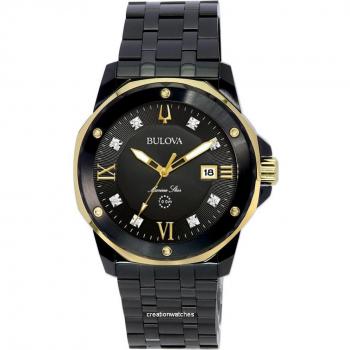Bulova Marine Star Men's Diamond Accents Black Dial Quartz Watch