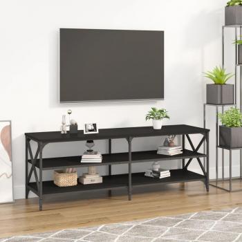 Mueble para TV de madera contrachapada negro 140x40x50 cm