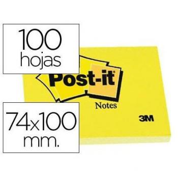 Post-it Bloc de notas adhesivas color amarillo quita y pon 74x100 mm