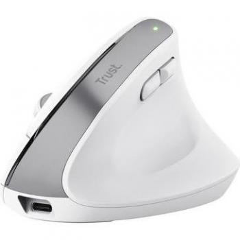 Ratón Ergonómico Inalámbrico por Bluetooth Trust Bayo+/ Batería Recargable/ Hasta 2400 DPI/ Blanco