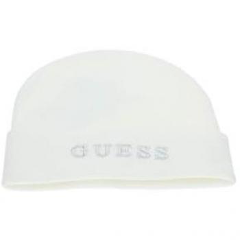 Guess Women's Beige Beanie with Label Stitching, Size L