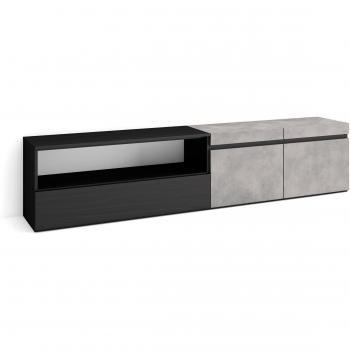 Mueble TV Moderno de Almacenaje 200x45x35cm para Televisores hasta 80'' en Gris Cemento - Skraut Home