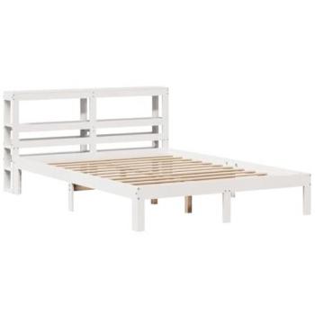 Estructura de cama con cabecero blanco 150x200 cm, madera maciza de pino