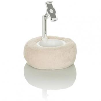 Soporte para móvil y tablet COMFILAP II con cojín, tejido beige, ajustable y giratorio