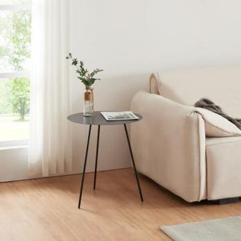 Mesa Auxiliar Redonda Sula de Metal Negro 53xØ50cm con 3 Patas Estables y Versátiles