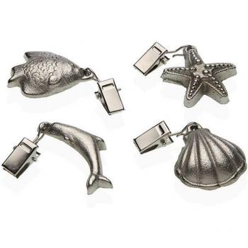 Pinza Sujeta Manteles Versa Metal Aleación de Zinc 7 x 6,8 cm Marino 4 Piezas