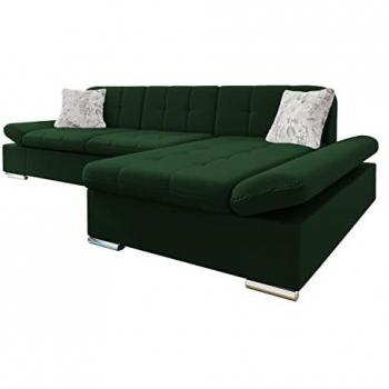 Sofá rinconero Comfivo 250 con función de descanso y caja de ropa de cama, 278x161x76cm, tapizado en Venus Velvet 2941 + Lea 533
