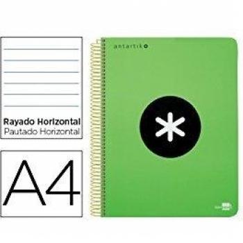 bloc espiral liderpapel a4 micro antartik tapa polipro pileno 120 h 100g horizontal 5bandas 4taladros verde fluores