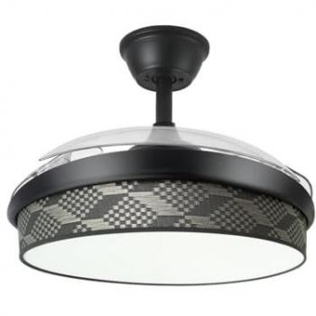 Ventilador de Techo DC MODA 72W con Luz y Control Remoto - Color Negro/Tetris Gris, 3 Aspas, 6 Velocidades, 3 Temperaturas de Luz, Memoria y Temporizador