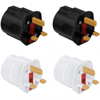 iVoler [4-Unidades] Adaptadores de Viaje Compactos para Inglaterra - Enchufe de Viaje Plug Shuko EU a UK GB Inglaterra - 2 Patas Europa hacia 3 Patas RU -