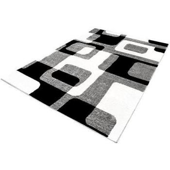 Alfombra diseño moderno salón PHC Moda Retro Mano tallado Crema Gris Öko Tex Diferentes Tamaños, polipropileno, Grau Creme Schwarz, 240 cm_x_340 cm
