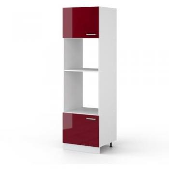 Armario para microondas R-Line, Rojo Burdeos Alto Brillo/Blanco, 60 cm