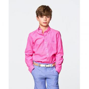Camisa de niño Spagnolo Oxford cuello botón lisa color rojo