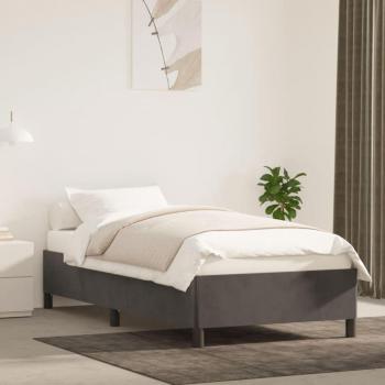 Cama solar sin colchón de terciopelo gris oscuro 80x200 cm